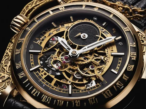 mechanical watch,gold watch,chronograph,timepiece,chronometer,watchmaker,men's watch,wrist watch,gold plated,wristwatch,black and gold,clockwork,watch dealers,black-red gold,yellow-gold,guilloche,open-face watch,male watch,luxury accessories,watch accessory,Conceptual Art,Daily,Daily 05