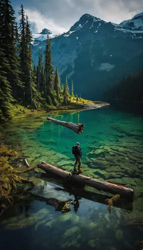 emerald lake,lake louise,british columbia,maligne lake,moraine lake,perched on a log,lake moraine,alpine lake,canadian rockies,two jack lake,beautiful lake,trillium lake,heaven lake,jasper national park,whistler,banff alberta,glacial lake,banff national park,vancouver island,floating over lake,Conceptual Art,Sci-Fi,Sci-Fi 01