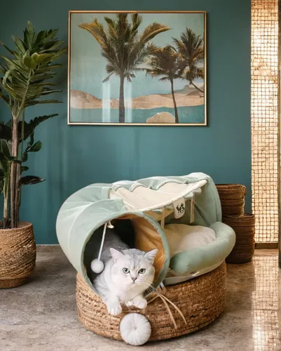 chaise lounge,chaise longue,shabby-chic,bamboo curtain,american shorthair,turquoise wool,palm kitten,shabby chic,sunlounger,sisal,interior decor,cat furniture,beach furniture,interior design,lounger,basket wicker,ceramic floor tile,tropical house,cabana,home accessories