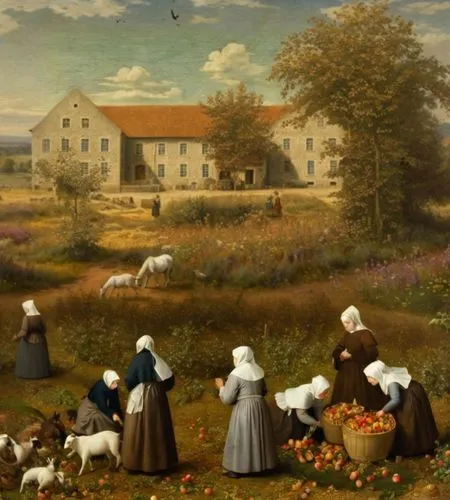 agricultural scene,pastoral,church painting,seminary,convent,brueghel