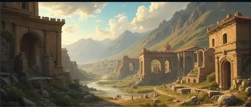 ancient city,fantasy landscape,theed,citadels,meteora,kotor