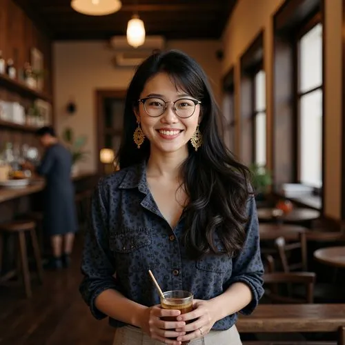 barista,vietnamese,asian woman,huynh,vietnamese woman,woman drinking coffee