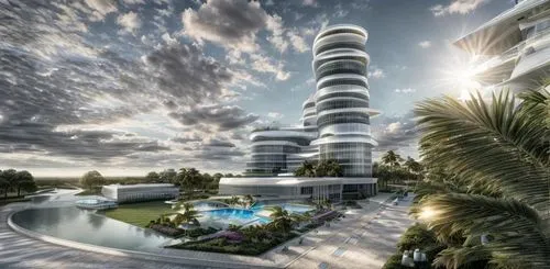 futuristic architecture,largest hotel in dubai,tallest hotel dubai,residential tower,skyscapers,sky apartment,modern architecture,jumeirah,hotel complex,hotel barcelona city and coast,eco hotel,hotel riviera,international towers,golf hotel,hotel w barcelona,arq,abu dhabi,condominium,golf resort,3d rendering