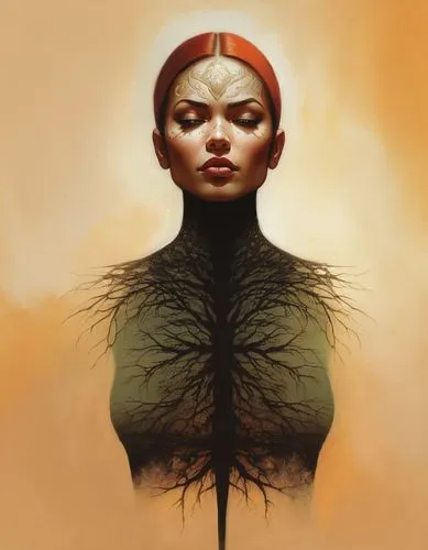 amidala,root chakra,inanna,biophilia,niobe,matriarchal,afrofuturism,warrior woman,fantasy portrait,planescape,neferneferuaten,sci fiction illustration,world digital painting,cyathea,liora,anansi,digital painting,lehua,heatherley,shamanic,Conceptual Art,Oil color,Oil Color 04