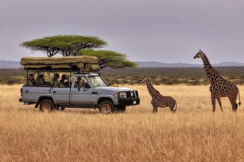 serengeti,safari,tsavo,safaris,etosha,giraffes,samburu,giraffidae,east africa,africa,two giraffes,namibia,giraffe,zebra crossing,kenya africa,herman national park,passenger gazelle,mode of transport,tanzania,land rover discovery,Illustration,Paper based,Paper Based 28