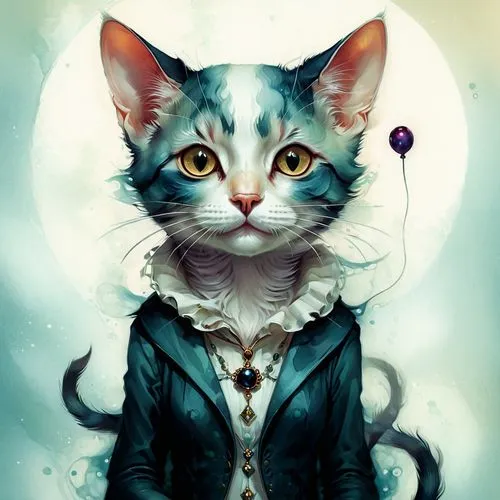 morgana,fantasy portrait,bastet,calico cat,victorian lady,magicienne,Illustration,Realistic Fantasy,Realistic Fantasy 15