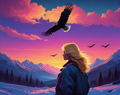 eagle illustration,ladyhawke,birds of prey-night,owl background,birds of prey,bird illustration,falconry,world digital painting,eagle silhouette,beautiful wallpaper,owl nature,ornithology,sci fiction illustration,falconers,eagle,bird of prey,bald eagles,landscape background,bird in the sky,dusk background,Conceptual Art,Sci-Fi,Sci-Fi 12