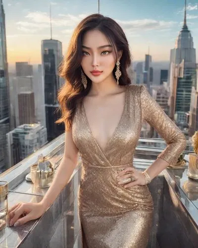 bangkok,miss vietnam,asian vision,azerbaijan azn,top of the rock,phuquy,elegant,kaew chao chom,dazzling,filipino,asian woman,vietnamese,asia,gold color,golden color,spectacular,vintage asian,sparkling,fabulous,rooftop,Photography,Realistic