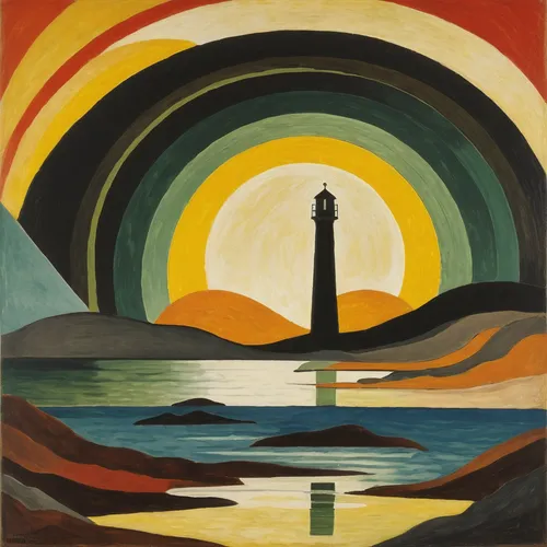 olle gill,lighthouse,electric lighthouse,the pillar of light,travel poster,matruschka,point lighthouse torch,light house,1929,1926,giglio,northen light,1925,sun,daymark,rubjerg knude lighthouse,3-fold sun,murano lighthouse,art deco,pontsycyllte,Art,Artistic Painting,Artistic Painting 27