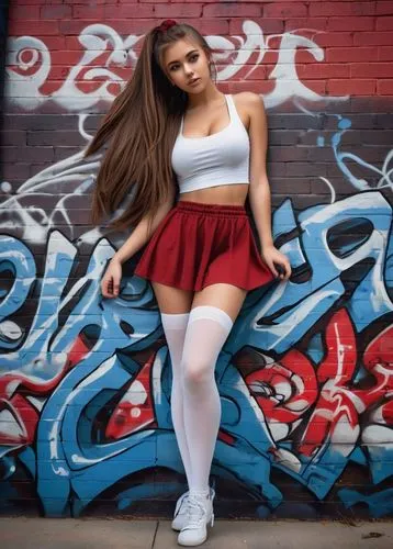 ariana,kenzie,ari,white skirt,ballerina,red shoes,street dancer,adora,red wall,lilyana,maddie,teen,cheerleader,brick wall background,white back ground,streetdance,ariola,dancer,red bow,white boots,Illustration,Realistic Fantasy,Realistic Fantasy 25