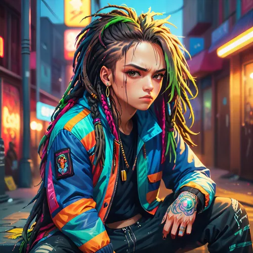 cyberpunk,world digital painting,punk,portrait background,noodle image,colorful background,dread,renegade,cyber,dreadlocks,city ​​portrait,80s,neon,digital painting,game illustration,cg artwork,full hd wallpaper,art background,background images,80's design