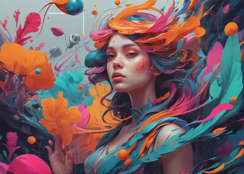 fallen colorful,kahila garland-lily,flora,transistor,fantasy portrait,girl in flowers,mystical portrait of a girl,colorful spiral,colorful heart,bloom,falling flowers,psychedelic art,colorful floral,scattered flowers,splash of color,colorful balloons,immersed,fantasy art,girl in a wreath,palette,Conceptual Art,Fantasy,Fantasy 01