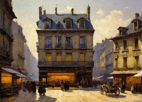 street scene,paris shops,watercolor paris shops,watercolor paris,the market,covered market,paris,montmartre,market place,souk,market,paris cafe,asher durand,medina,bazaar,the old town,louvre,old town,st-denis,de ville,Art,Classical Oil Painting,Classical Oil Painting 32