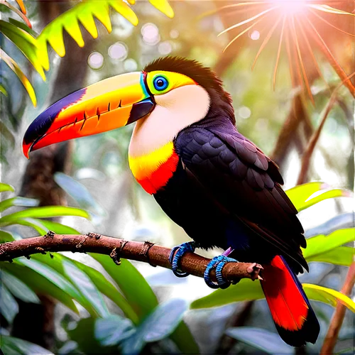 toucan perched on a branch,toco toucan,chestnut-billed toucan,keel-billed toucan,yellow throated toucan,pteroglossus aracari,toucan,keel billed toucan,pteroglosus aracari,brown back-toucan,black toucan,malkoha,perched toucan,toucans,tucan,swainson tucan,tucano,toucanet,tropical bird,guacamaya,Conceptual Art,Fantasy,Fantasy 02