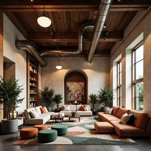 loft,minotti,wooden beams,interior design,cassina,lofts,interior decor,contemporary decor,interiors,living room,great room,interior decoration,livingroom,luxury home interior,sofas,modern decor,apartment lounge,reading room,amanresorts,natuzzi