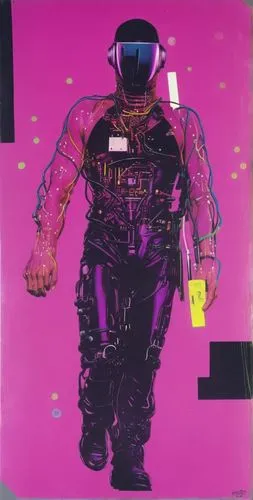 cyberpunk, vaporwave, syfy, 1990,a painting on the side of a pink wall with a person in pink and purple,astronautical,astronautic,vanu,krang,magenta,electro,Art,Artistic Painting,Artistic Painting 23