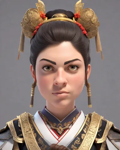 shuanghuan noble,mulan,motsunabe,goki,geisha,wuchang,shimada,akita,hwachae,xiaochi,sensoji,chinsuko,jeongol,yi sun sin,senso-ji,baozi,takuan,jinrikisha,geisha girl,bianzhong,Digital Art,3D