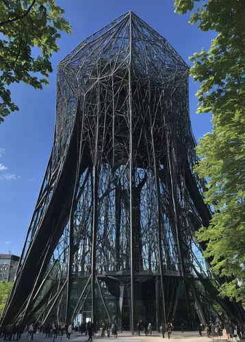 strange structure,mirror house,steel tower,steel sculpture,outdoor structure,cão da serra de aires,very large floating structure,wood structure,pigeon house,gasometer,drip castle,champ de mars,glass pyramid,solar cell base,bird tower,electric tower,insect house,hindenburg,nonbuilding structure,düsseldorferhütte,Illustration,Japanese style,Japanese Style 10