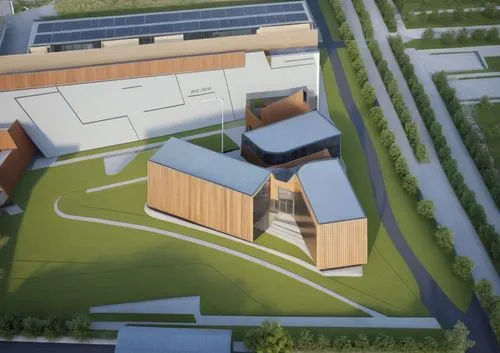 widok z lotu ptaka wizualizacja architektoniczna nowoczesnego centrum kulturalnego w historycznej lokalizacji,  w stylu P2PA architect o wysokiej szczegółowości,school design,renderings,snohetta,skolk