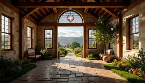 orangery,the threshold of the house,inglenook,dandelion hall,conservatory,french windows,porch,orangerie,highgrove,sunroom,rivendell,courtyards,towards the garden,front porch,home landscape,garden door,gardens,philbrook,archways,wooden windows