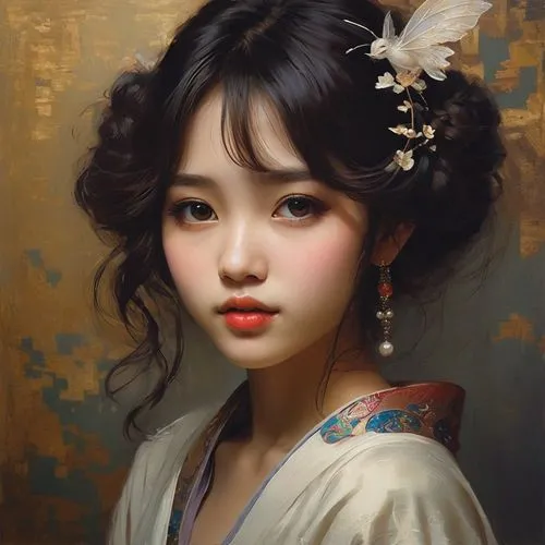 kommuna,zuoying,geisha girl,yanzhao,oriental girl,jianying,jianxing,sizhao,geisha,japanese woman,oriental princess,wenzhao,youliang,geiko,japanese art,jasmine blossom,asian woman,maiko,oriental painting,oriental,Conceptual Art,Oil color,Oil Color 11