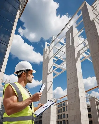 **Construction Management**
hard hat, safety vest, mature man, muscular arms, clipboard, blueprints, construction site, skyscraper, villa, residential, urban landscape, cityscape, sunny day, dramatic 