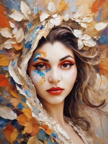 margairaz,fantasy portrait,mystical portrait of a girl,fantasy art,faery,faerie,Digital Art,Impressionism