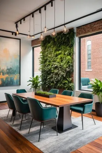 intensely green hornbeam wallpaper,boxwoods,conference table,conference room,steelcase,meeting room,modern decor,modern office,contemporary decor,creative office,dining room table,ficus,blur office background,board room,hanging plants,interior design,boardroom,hoboken condos for sale,furnished office,working space,Illustration,Abstract Fantasy,Abstract Fantasy 20