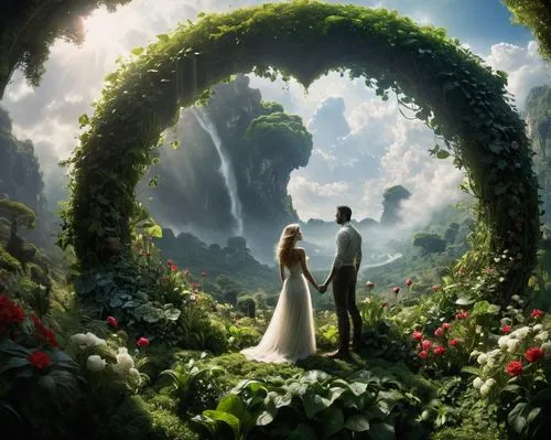 eloped,garden of eden,elopement,fantasy picture,eloping,fairytale,Conceptual Art,Fantasy,Fantasy 11