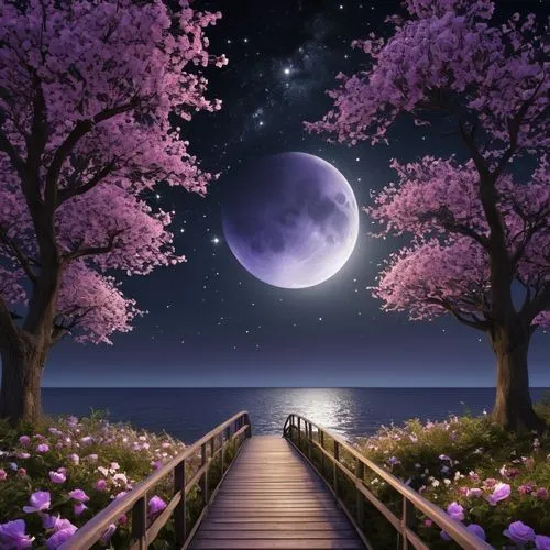 purple landscape,purple moon,landscape background,lilac tree,purple wallpaper,moonlit night,moon and star background,purple,fantasy picture,nature background,sailing blue purple,light purple,nature wallpaper,purple and pink,japanese sakura background,lilac,purple background,purple lilac,cartoon video game background,blue moon rose,Photography,General,Realistic