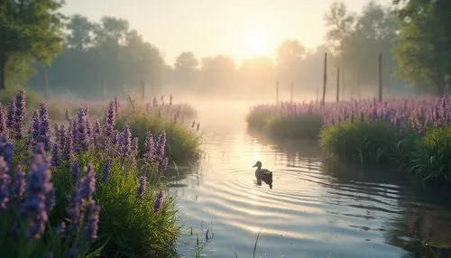 polders,lavender fields,lavender field,polder,purple landscape,meadow,meadow landscape,riverworld,dutch landscape,waterland,disneynature,idyll,pond,lavenders,spreewald,wetland,river landscape,waterbody,evening lake,cryengine,Photography,General,Realistic