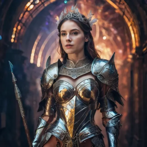 female warrior,joan of arc,fantasy woman,celtic queen,warrior woman,golden crown,paladin,breastplate,gold crown,heroic fantasy,wonderwoman,the enchantress,fantasy warrior,eufiliya,mary-gold,sterntaler,tiara,armour,queen,valerian