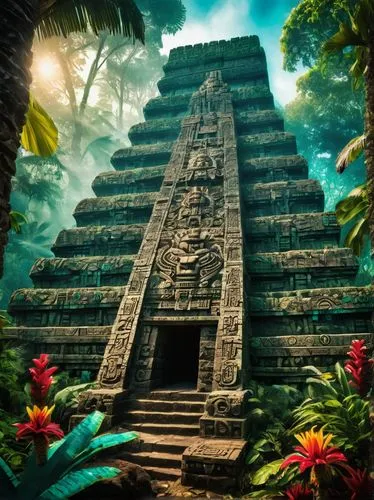 mayan,calakmul,tikal,chichen itza,pakal,palenque,kukulkan,azteca,aztecas,mesoamerican,bonampak,aztec,amazonica,step pyramid,yucatan,yaxchilan,mesoamerica,yavin,chucun,mayans,Conceptual Art,Fantasy,Fantasy 26