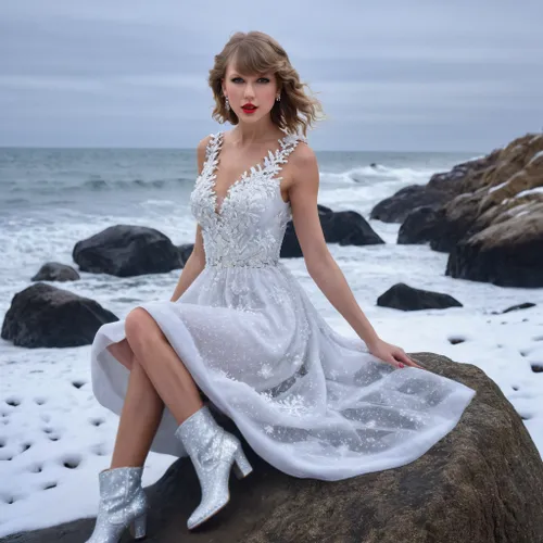 White glitter boots,white winter dress,enchanting,white dress,white boots,beach background,enchanted,sea foam,country dress,on the shore,barefoot,vintage dress,by the sea,a princess,ice princess,weddi