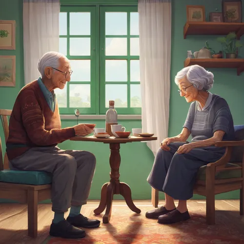 old couple,grandparents,retirement home,retirement,elderly people,care for the elderly,elderly,conversation,nursing home,grandparent,mother and grandparents,old age,old people,pensioners,pension,cg artwork,older person,senior citizens,two people,consultation,Conceptual Art,Sci-Fi,Sci-Fi 05