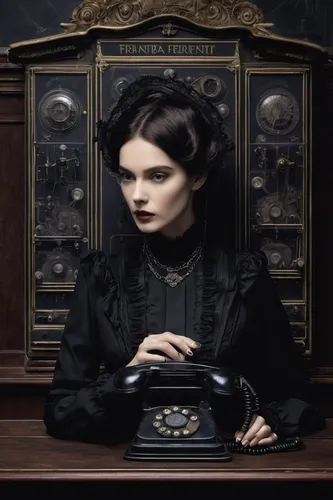 You work as a switchboard operator in a haunted Victorian mansion. At midnight, a frantic call comes through from a ghostly voice.,telephone operator,switchboard operator,gothic portrait,victorian lad