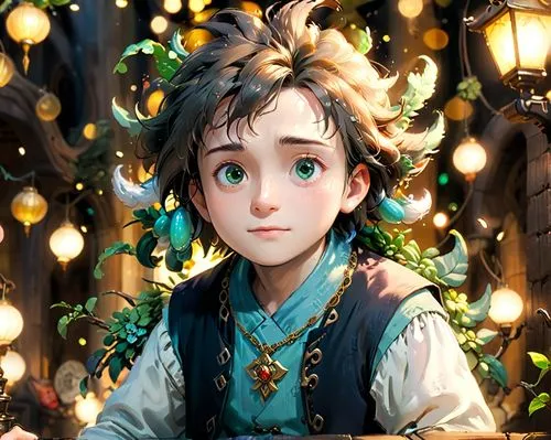 elf,luminous garland,girl in a wreath,garland of lights,fairy tale character,tangled,male elf,disney character,agnes,princess anna,hobbit,child fairy,laika,star garland,rapunzel,elven,fairy lights,green wreath,little girl fairy,fable,Anime,Anime,Cartoon