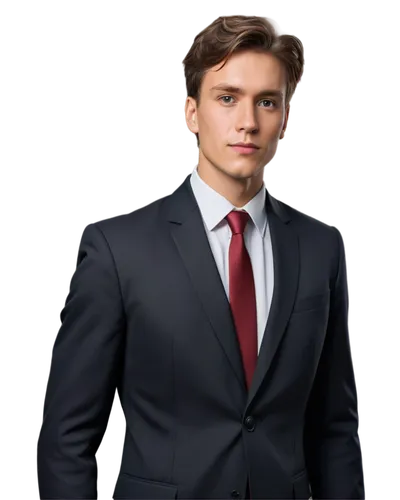 Front ID card, horizontal orientation, close-up shot, clear facial features, bright eyes, slight smile, white shirt, black tie, formal attire, chest-level view, shallow depth of field, softbox lightin