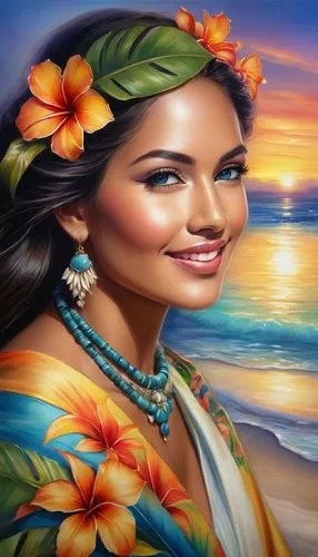 polynesian girl,hawaiiana,marshallese,tretchikoff,moana,tahitian,wahine,west indian jasmine,chicana,hispaniolan,indische,hula,guelaguetza,pocahontas,polynesians,polynesian,pinay,indian woman,inanna,boho art style,Conceptual Art,Daily,Daily 32