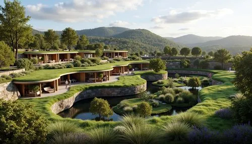 3d rendering,ecovillages,house in the mountains,render,tulou,dorne,house in mountains,ecotopia,rivendell,amanresorts,riftwar,golf resort,ecovillage,landscaped,home landscape,luxury property,mountain settlement,bendemeer estates,treehouses,earthship