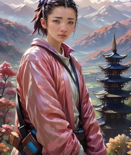 mulan,japanese sakura background,hanbok,geisha,wuchang,yi sun sin,chinese background,sakura background,inner mongolian beauty,portrait background,world digital painting,chinese art,geisha girl,japanese background,goki,dragon li,oriental princess,guilinggao,yunnan,fantasy portrait