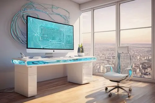 modern office,sky apartment,smartsuite,3d rendering,modern room,apple desk,smart home,modern decor,office desk,computer workstation,desk,electrohome,lures and buy new desktop,creative office,telepresence,interior design,computer monitor,computer room,working space,interior modern design,Illustration,Retro,Retro 08