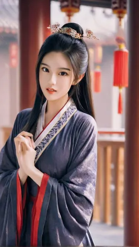 A beautiful Asian woman black long hair  chinese traditional costume    4 k picture,oriental princess,korean culture,oriental girl,geisha girl,hanbok,yi sun sin,geisha,taiwanese opera,inner mongolian 