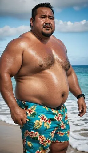 keto,plus-size model,kuta,aloha,merman,luau,polynesian,panamanian balboa,sumo wrestler,fat,hawaiian,aquaman,man at the sea,hawaiian food,beach background,sea god,kapparis,mahé,makake,broncefigur,Photography,General,Realistic