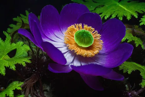 Imagine a fantasy world where forest anemones possess magical powers. Write a brief passage describing one such enchanted anemone.,anemone japonica,anemone japan,purple anemone,garden anemone,anemone 