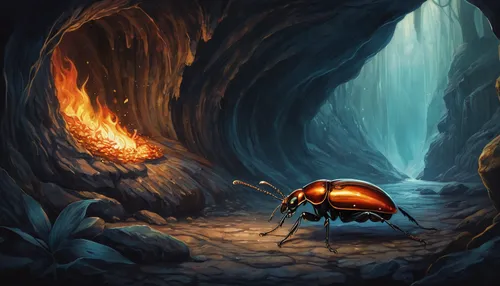 stingless bees,fire beetle,forest beetle,elephant beetle,beetle fog,springtail,carpenter ant,sci fiction illustration,lava cave,game illustration,wood dung beetle,darkling beetles,glacier cave,ice cave,dung beetle,soldier beetle,the beetle,bee colony,brush beetle,the stag beetle,Illustration,Abstract Fantasy,Abstract Fantasy 11