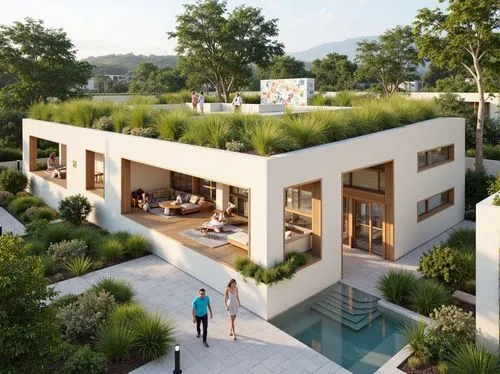 modern house,holiday villa,cubic house,landscaped,vivienda,residencial,dunes house,residential house,3d rendering,cube house,residential,roof landscape,residencia,pool house,modern architecture,beautiful home,terraces,roof terrace,render,private house