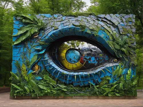 peacock eye,yard art,environmental art,graffiti art,public art,abstract eye,crocodile eye,street artists,robot eye,street artist,street art,streetart,urban art,cosmic eye,garden sculpture,garden decor,wood art,all seeing eye,big ox eye,urban street art,Conceptual Art,Graffiti Art,Graffiti Art 02