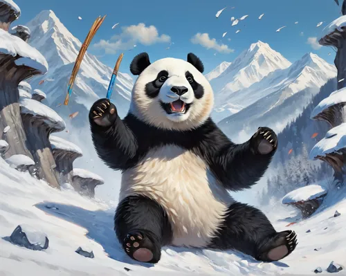 chinese panda,panda,giant panda,panda bear,kawaii panda,pandabear,nordic bear,pandas,little panda,lun,hanging panda,baby panda,mustelid,panda cub,panda face,winter animals,twitch icon,polar,bamboo,oliang,Conceptual Art,Oil color,Oil Color 10