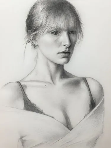 白色背景,the image has been created using graphs on paper,silverpoint,charcoal drawing,drawing mannequin,female model,graphite,girl drawing,Illustration,Black and White,Black and White 35